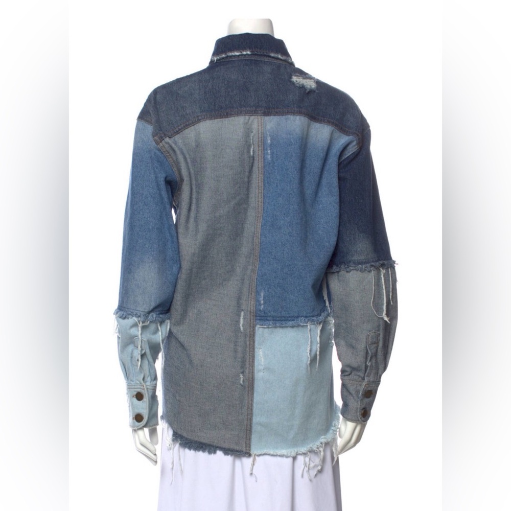 Retrofête Patchwork Distressed Denim Jacket - Blue - image 3